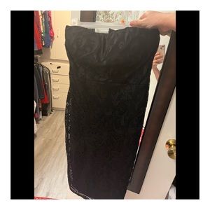 Black lace strapless dress